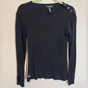 Lauren Jeans Co black womens shoulder button top size small